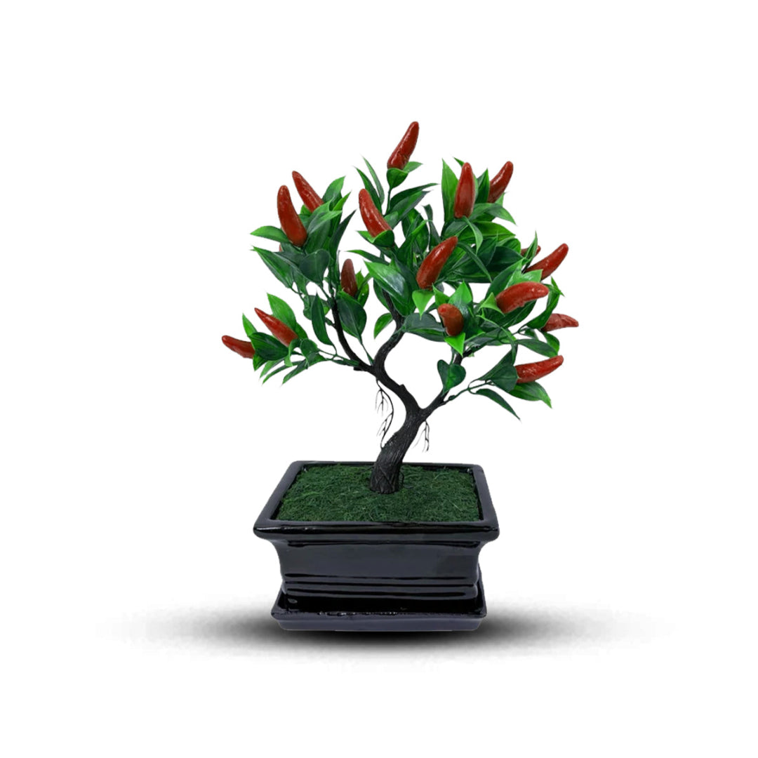 artificial red bonsai tree Artificial Chili Tree Mini Fake Artificial Potted Plant Home Office Desk Bonsai Decoration