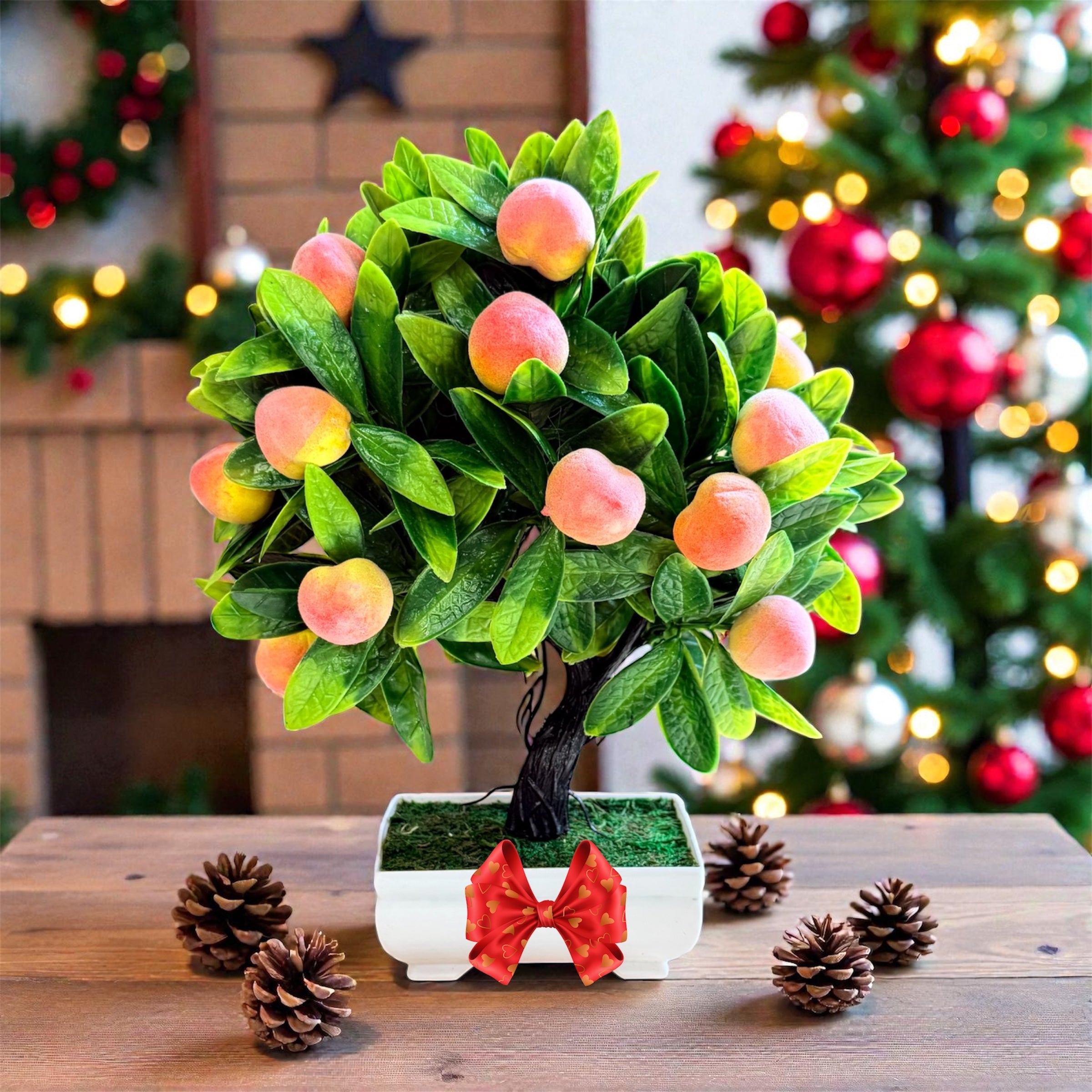 mini bonsai fruit tree Gorgeous Artificial Mini Peach Bonsai — The Perfect Gift for Home or O