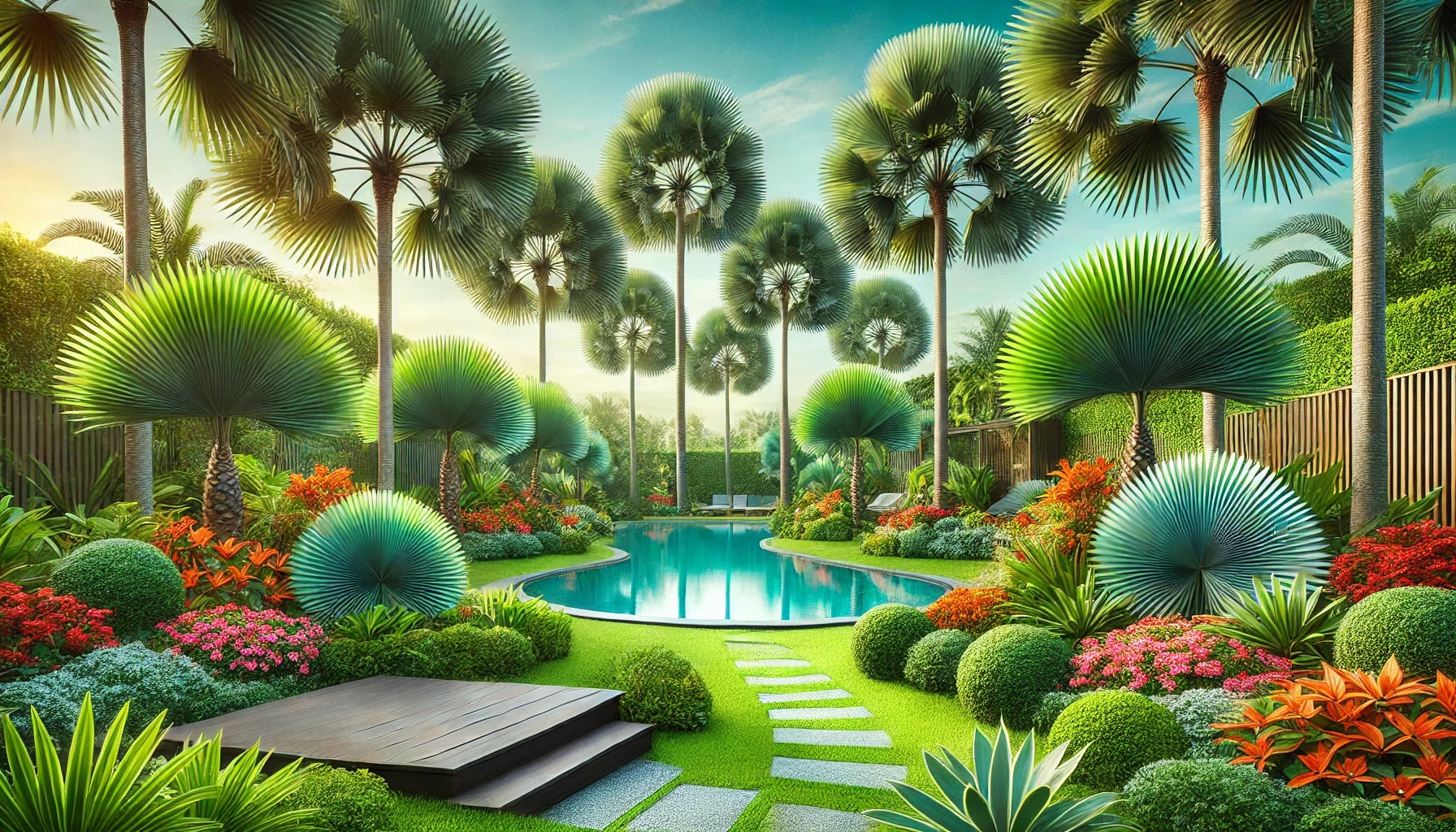 Tropical Landscaping with Windmill Palms