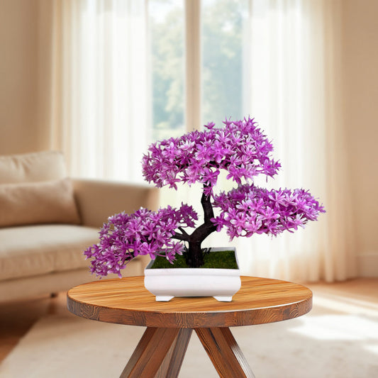 Mini artificial bonsai plant in decorative pot