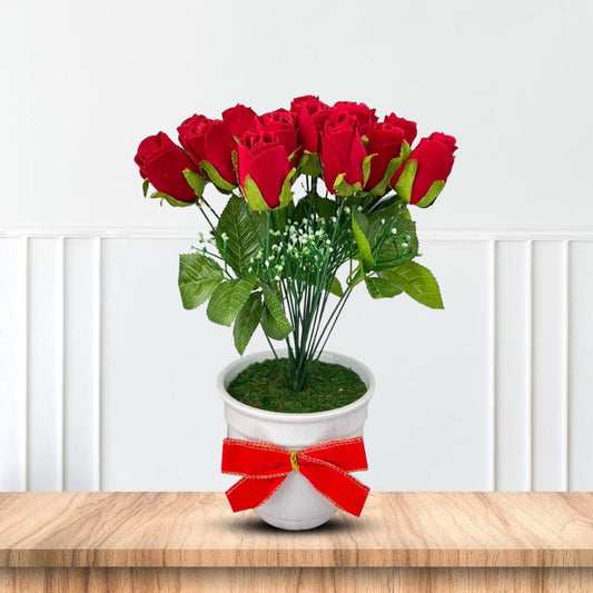NEW - Beautiful 2 Dozen Roses in Ceramic Pot – artificial plant