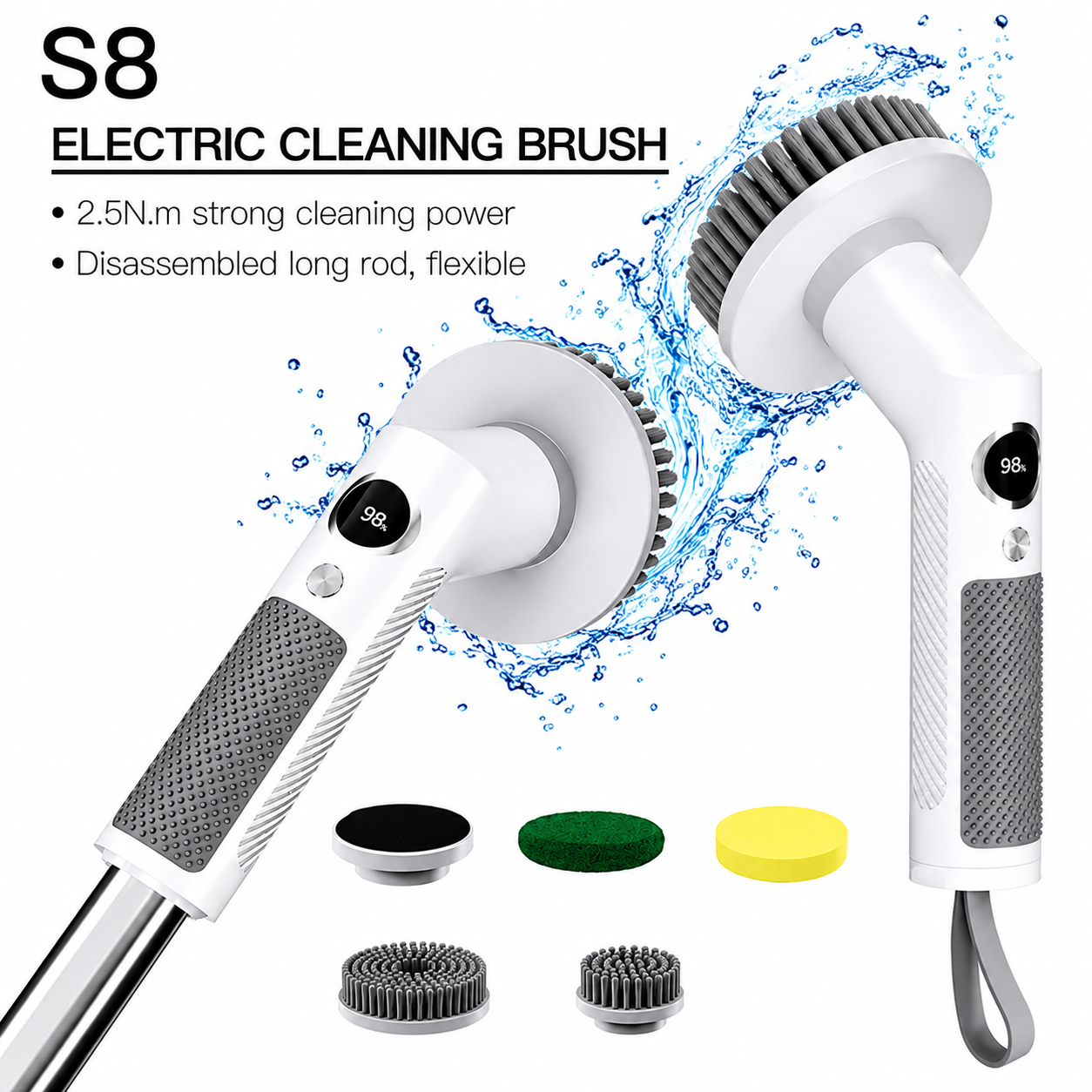 Electric Spin Scrubber with Extendable Handle & 5 Brush Heads | Cordless USB-C Rechargeable Cleaning Brush (Copy)