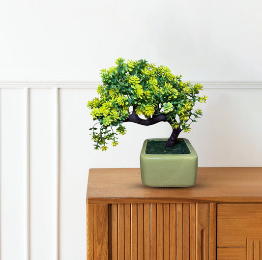 Artificial Gorgeous Yellow and Green Bonsai - Good Gift – artificial plant