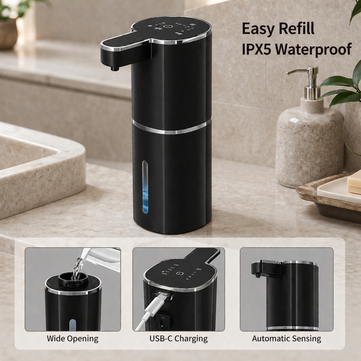 Luxury Touchless Automatic Foaming Soap Dispenser for Kitchens & Bathrooms | Rechargeable & Waterproof (Copy)