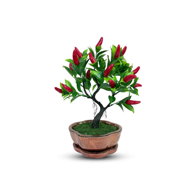 Gorgeous Artificial Mini Pepper Bonsai – Perfect Christmas Gift & Festive Holiday Décor Ceramic Pott