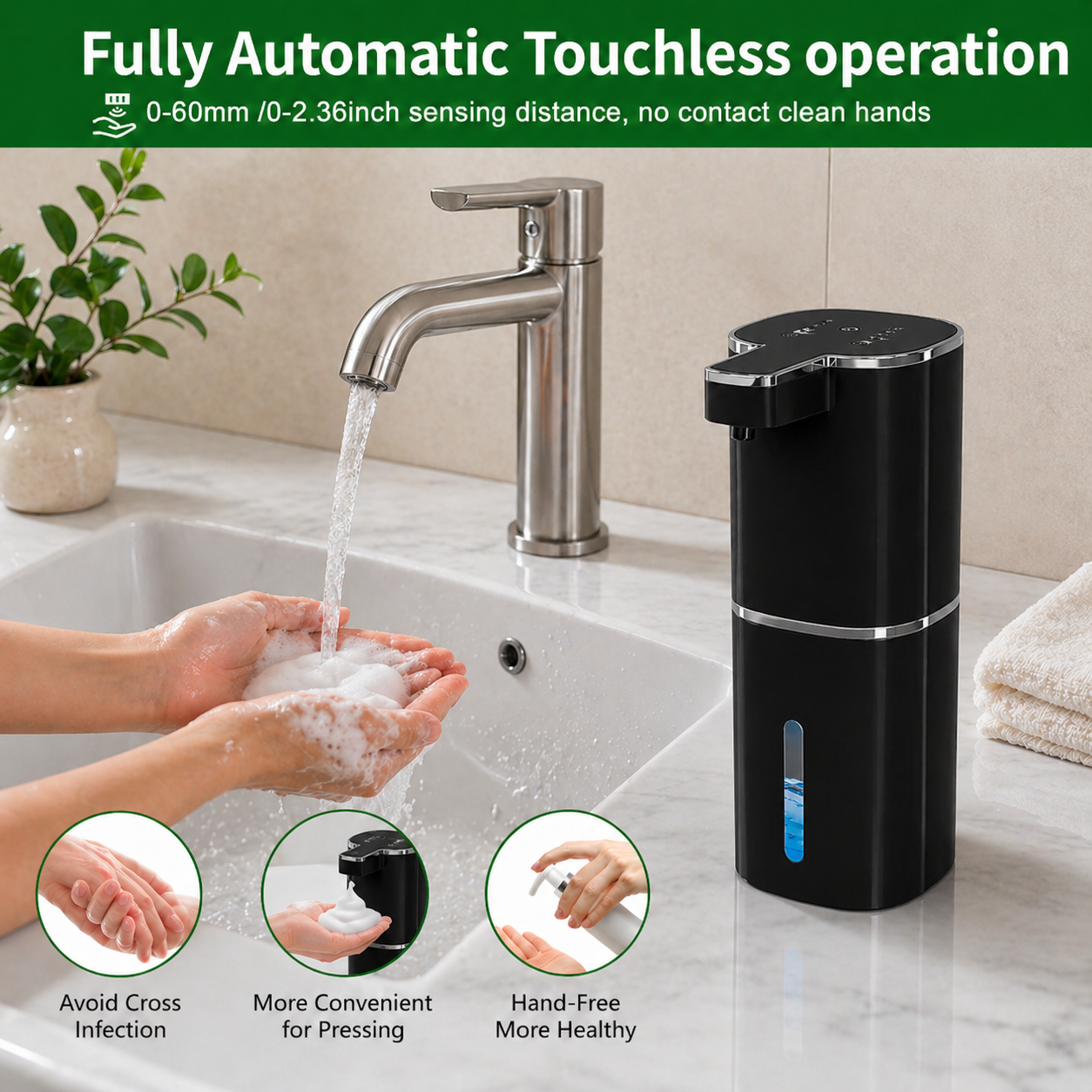 Luxury Touchless Automatic Foaming Soap Dispenser for Kitchens & Bathrooms | Rechargeable & Waterproof (Copy)