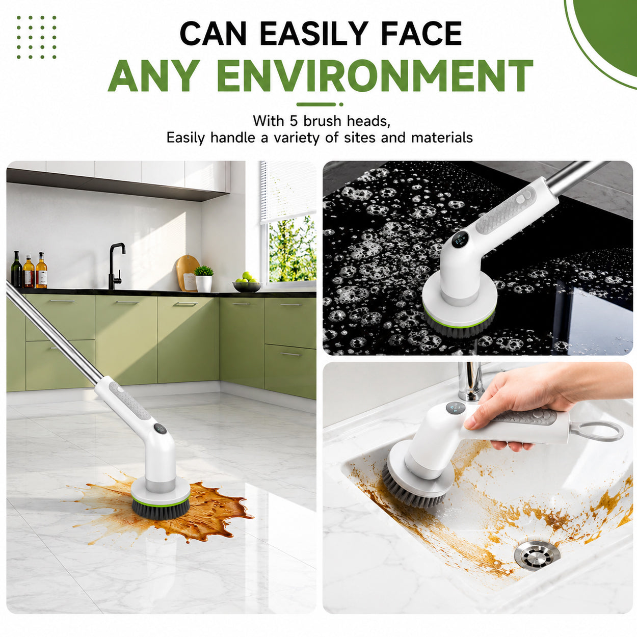Electric Spin Scrubber with Extendable Handle & 5 Brush Heads | Cordless USB-C Rechargeable Cleaning Brush (Copy)