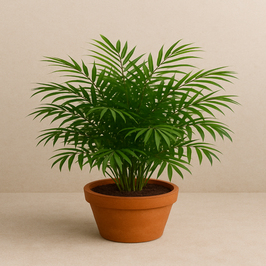 Neanthe bella parlor palm live houseplant in terracotta pot