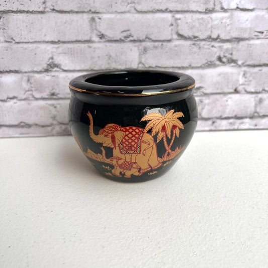Alluring Elephant Design Black Planter