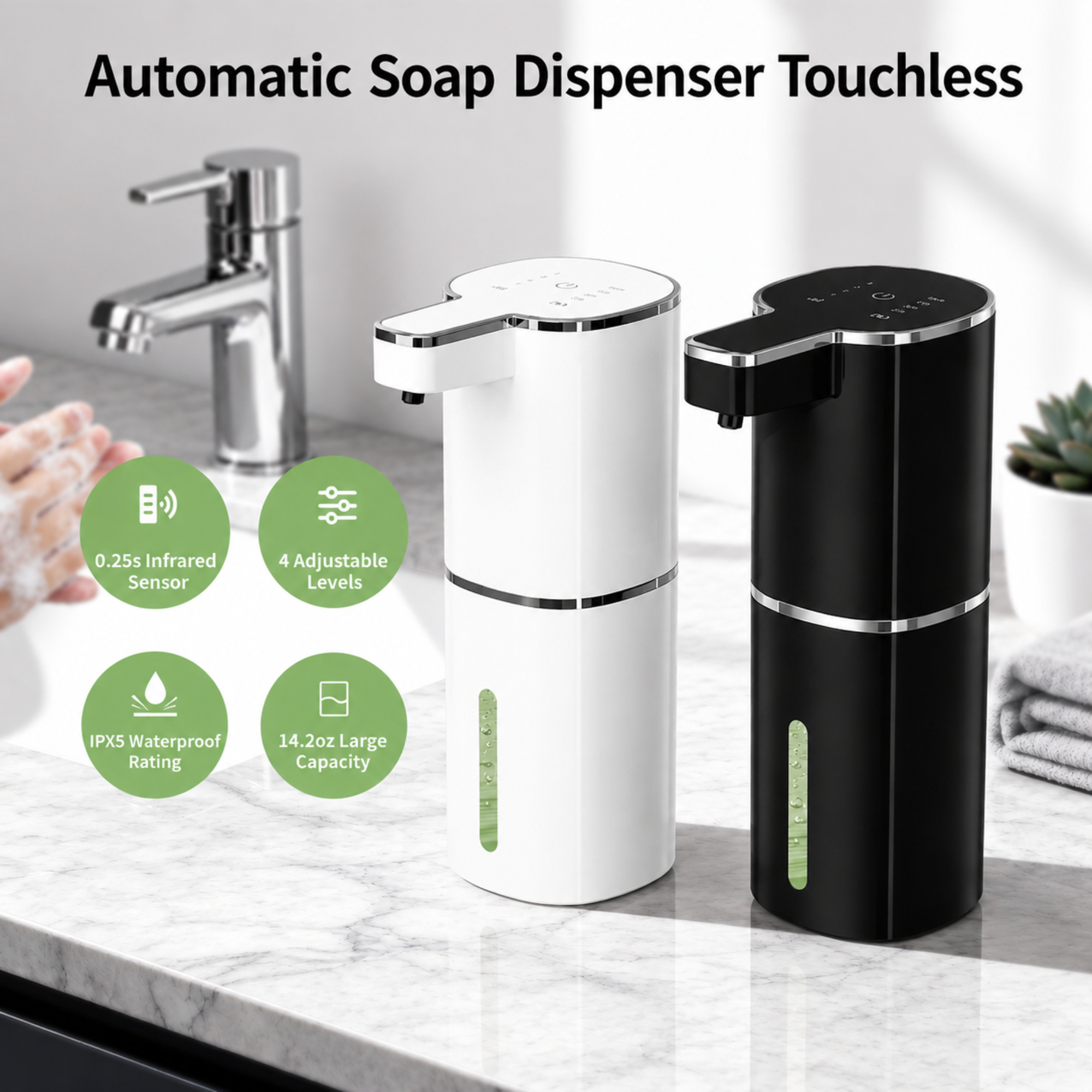 Luxury Touchless Automatic Foaming Soap Dispenser for Kitchens & Bathrooms | Rechargeable & Waterproof (Copy)