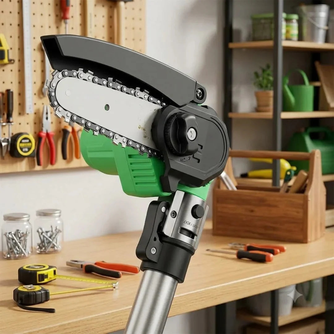 20V Cordless 2-in-1 Pole Saw & Mini Chainsaw | Extendable Electric Tree Pruner with Rechargeable Battery