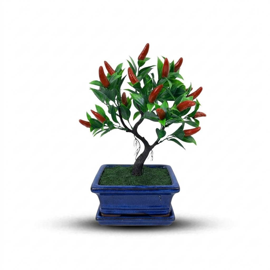 Gorgeous Artificial Mini Pepper Bonsai – Perfect Christmas Gift & Festive Holiday Décor Ceramic Pot