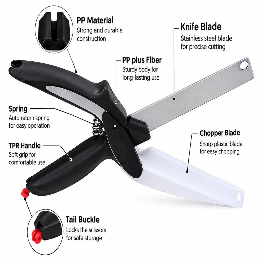 Stainless Steel Clever Cutter 2-in-1 Kitchen Scissors & Food Chopper