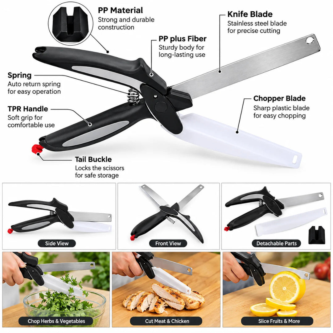 Stainless Steel Clever Cutter 2-in-1 Kitchen Scissors & Food Chopper