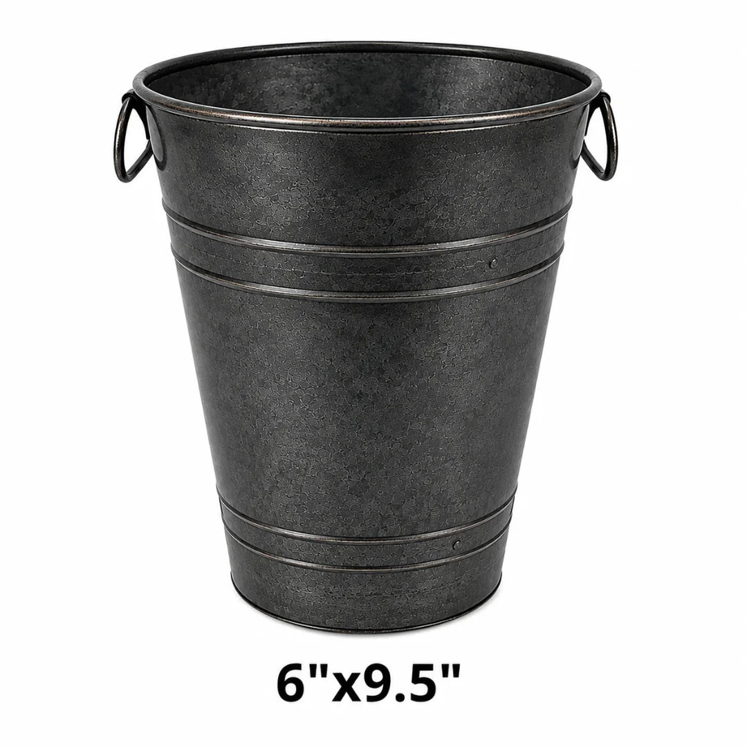 Galvanized French Vase Planter – Rustic Metal Garden Pot for Flowers and Herbs
