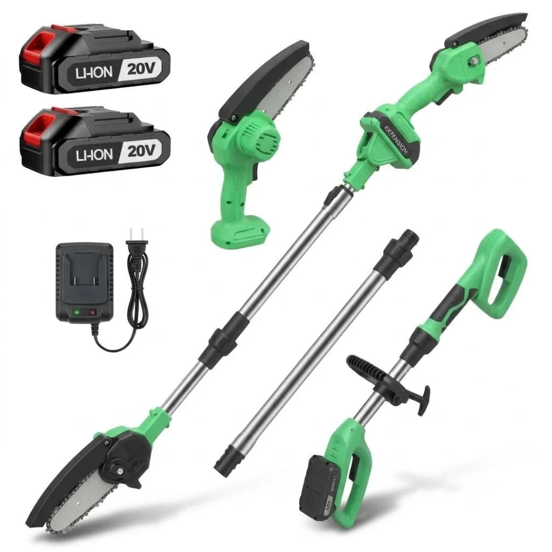 20V Cordless 2-in-1 Pole Saw & Mini Chainsaw | Extendable Electric Tree Pruner with Rechargeable Battery