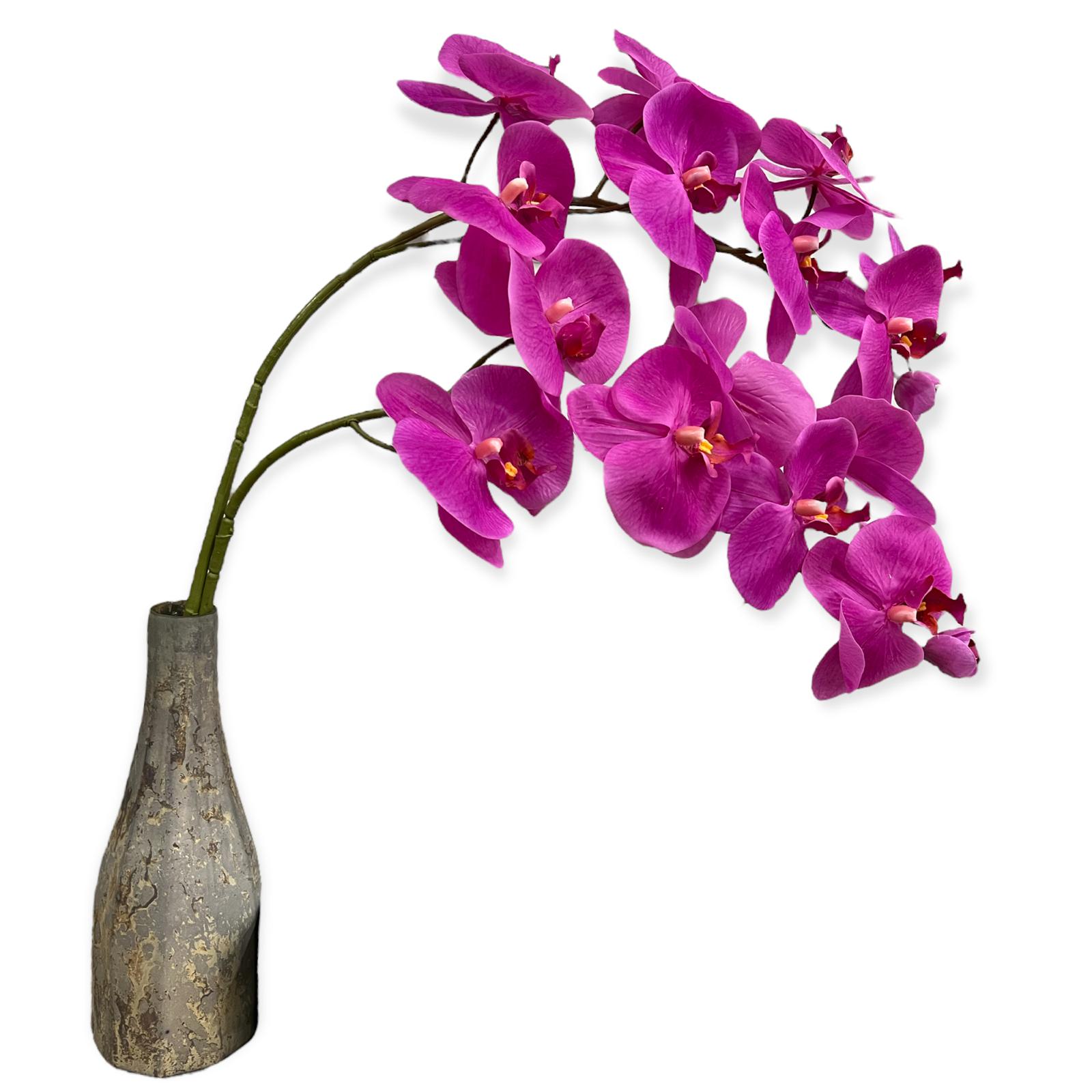 Artificial : Fuchsia Orchid with Hand Painted Glass Vase Online on Sale from HnG Nursery for trees & plants