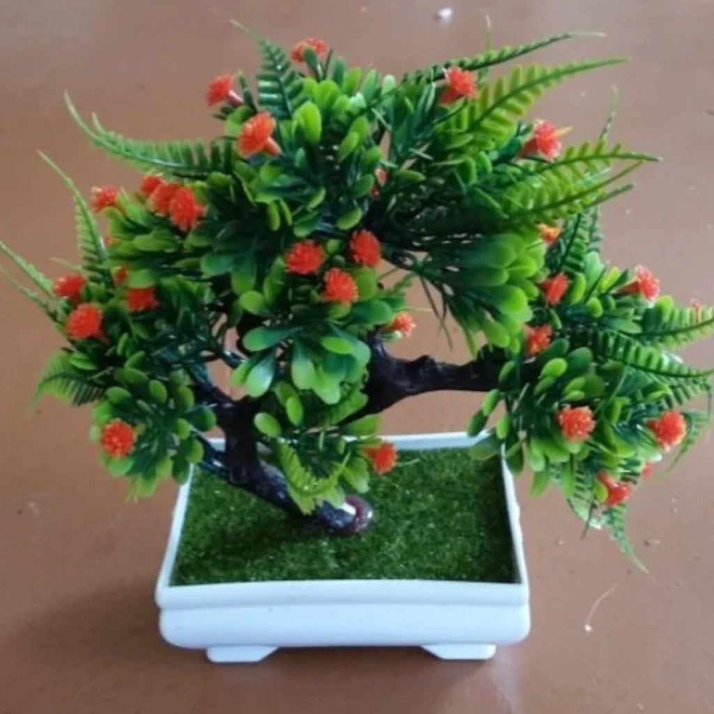 Gorgeous Bonsai with Very Attractive Pot in red color flowers